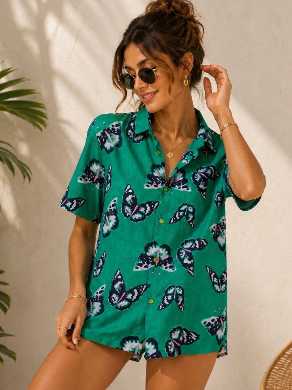 Tucker Sweet Green Butterflies Shirt